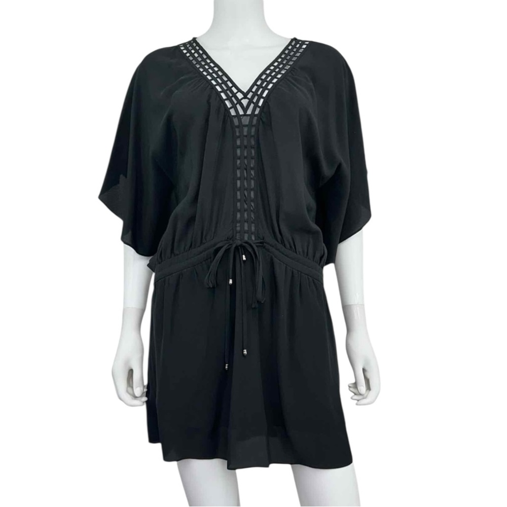 LEIFSDOTTIR Black 100% Silk Mini Dress Size 2 D0305